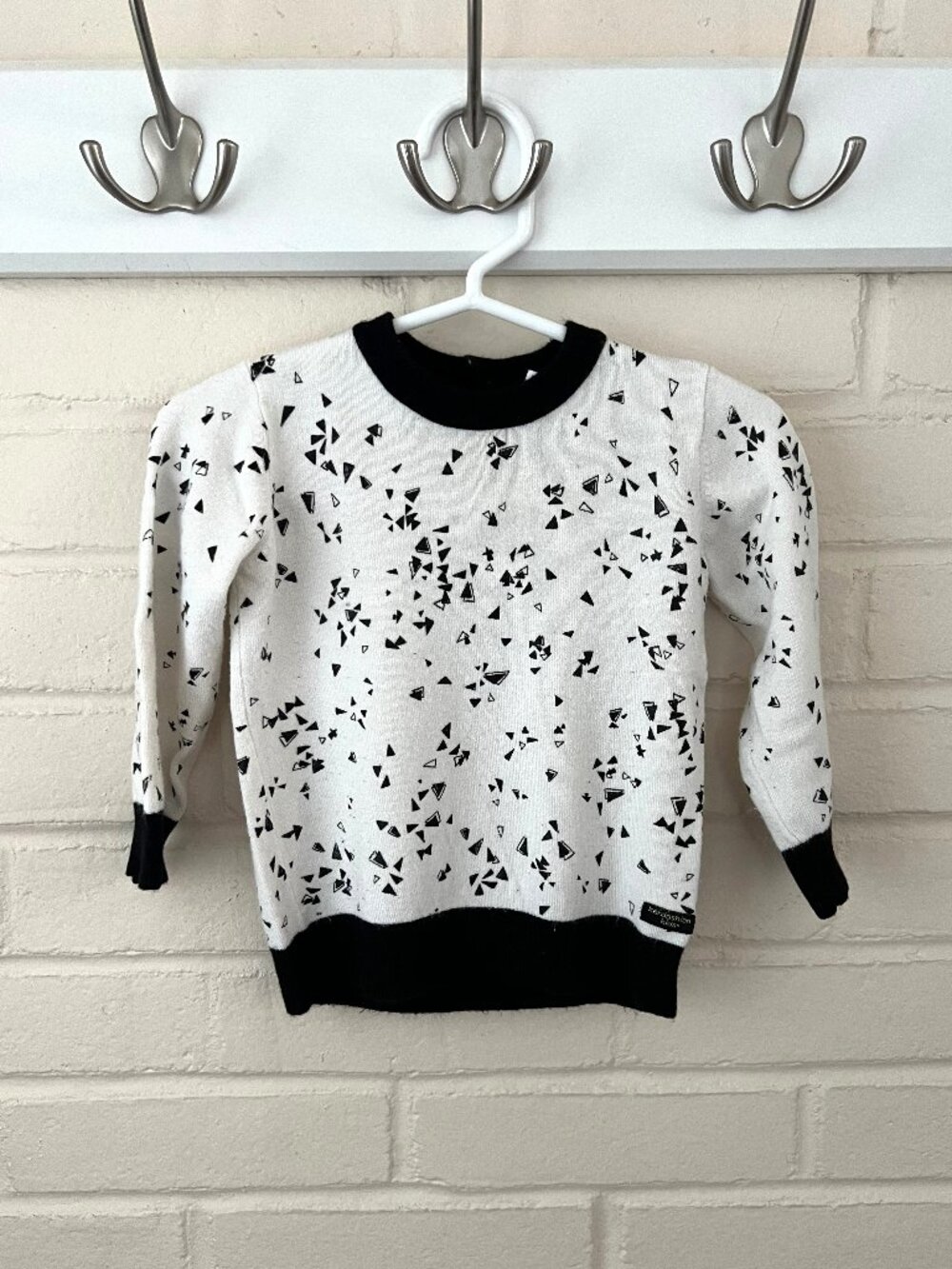 Kardashian Kids | White Black Geometric Print Sweater | 12 Month